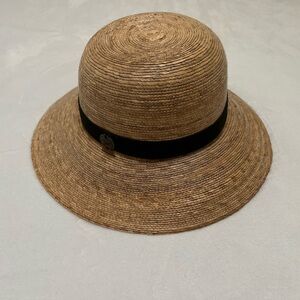 Elegant Tan Straw Hat with Black Band